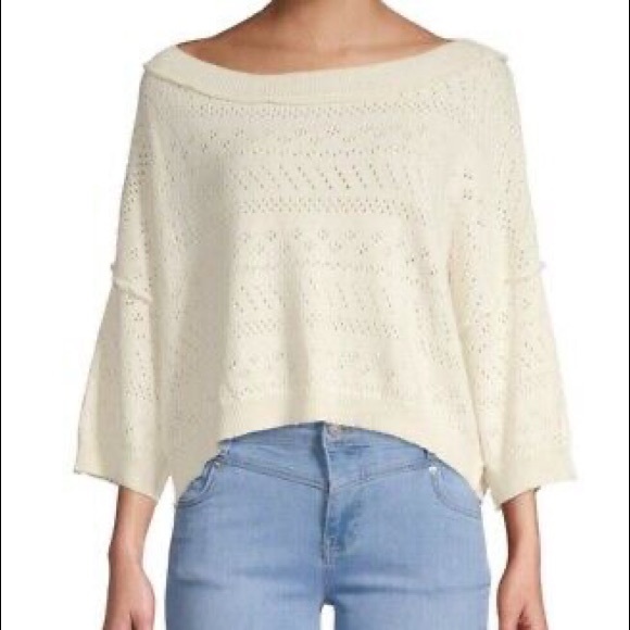 Free People Tops - Free People White Sands Oversize Pullover Sweater Top Size L - NWT